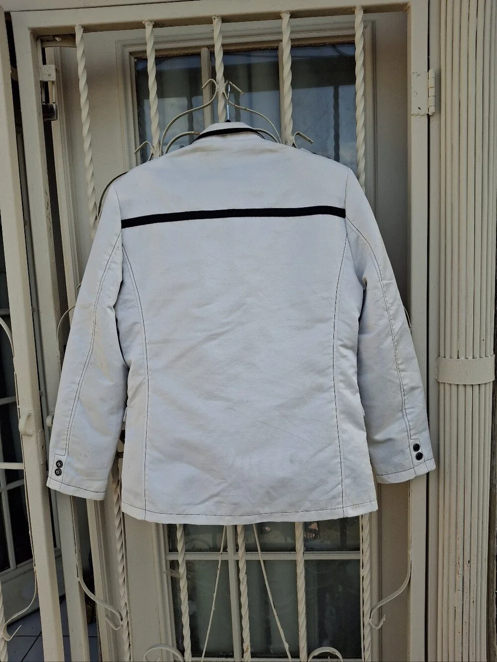 Moy Ferreti White & Black Military Nautical Contrast-Trim Blazer Men Size Large